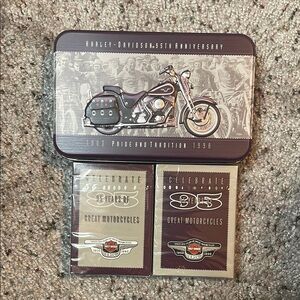 Harley Davidson Motor Cycle 95th Anniversary Limited Edition Playing Cards & Tin